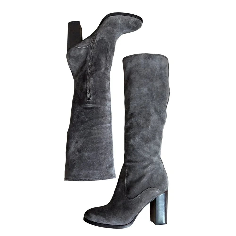 FRYE‎ Claude Tall zip boots shoes smoke grey US 9.5
